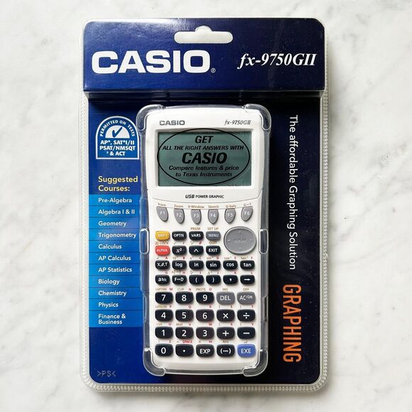 Casio fx-9750GII White Graphing Calculator NEW Sealed-Calculus Trig Chem Physics - Picture 1 of 6